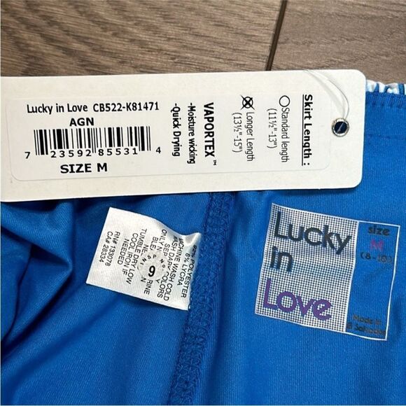 Lucky In Love 14” Paradise Smocked High Waist Blue‎ Print Tennis Skirt Size M - Picture 10 of 10